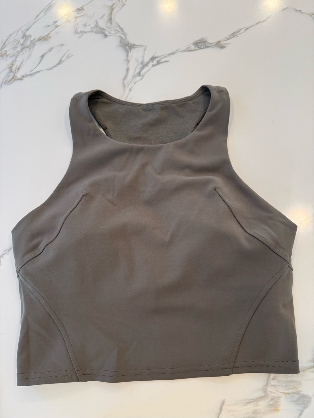 Lululemom High Neck Crop Tank Top - Military Green